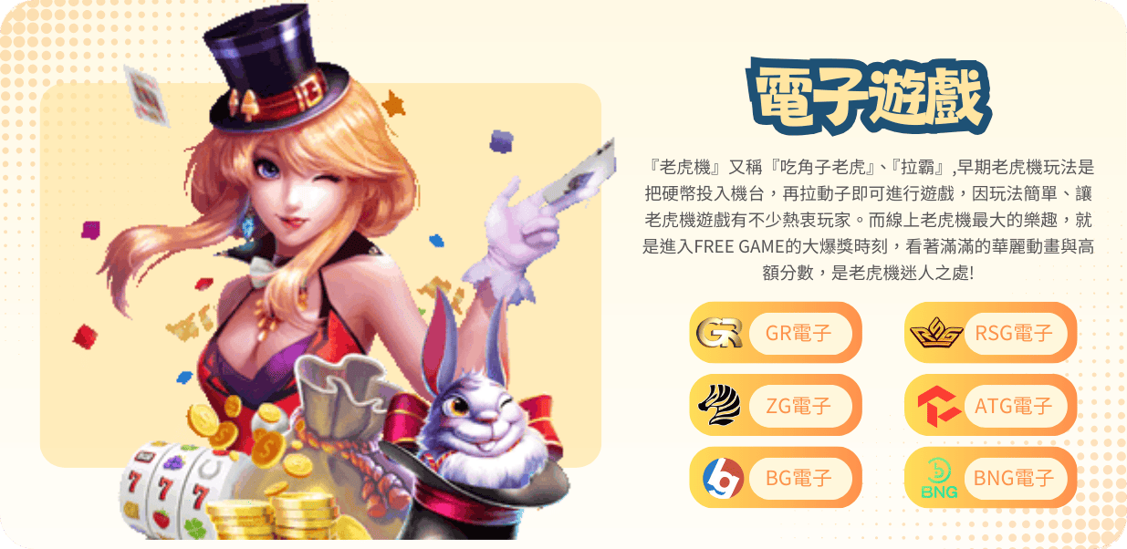 RG娛樂城遊戲種類:電子遊戲